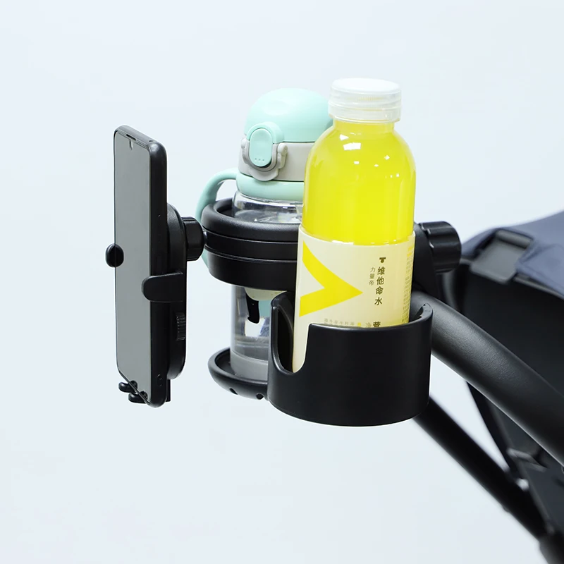 Stroller Cup Holder 3 in1 Universal 2 Cups Holder With Phone Rack Milk Bottle Holders For Tricycle Bicycle Strollers Accessories