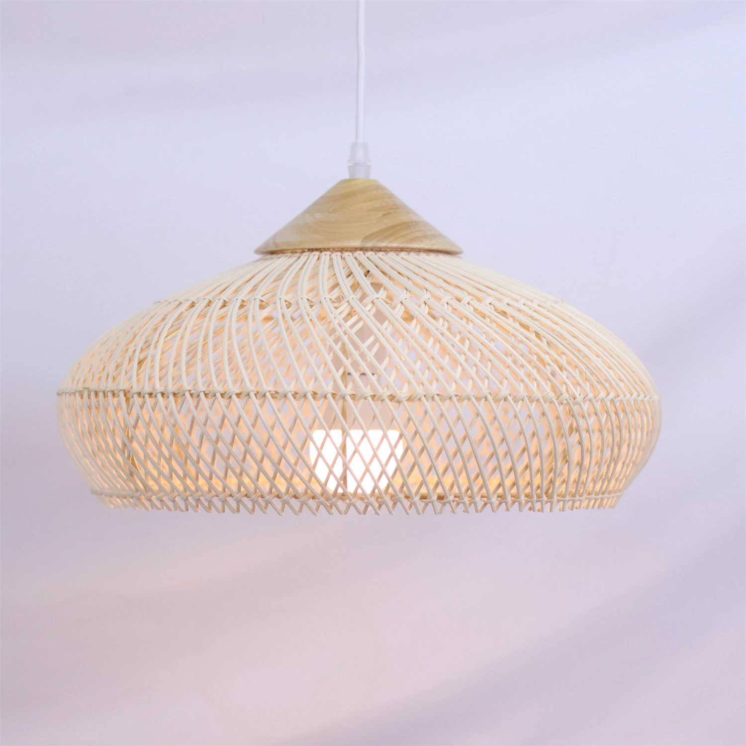 JOYINLED Black Beige Woven Lampshade Vintage Rattan Chandelier Home Decor Restaurant Large Retro Handmade Wicker Pendant Light
