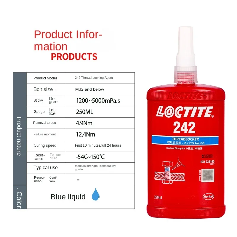 Imagem -03 - Loctite 242 Glue Parafuso Cola Agente de Travamento 50ml