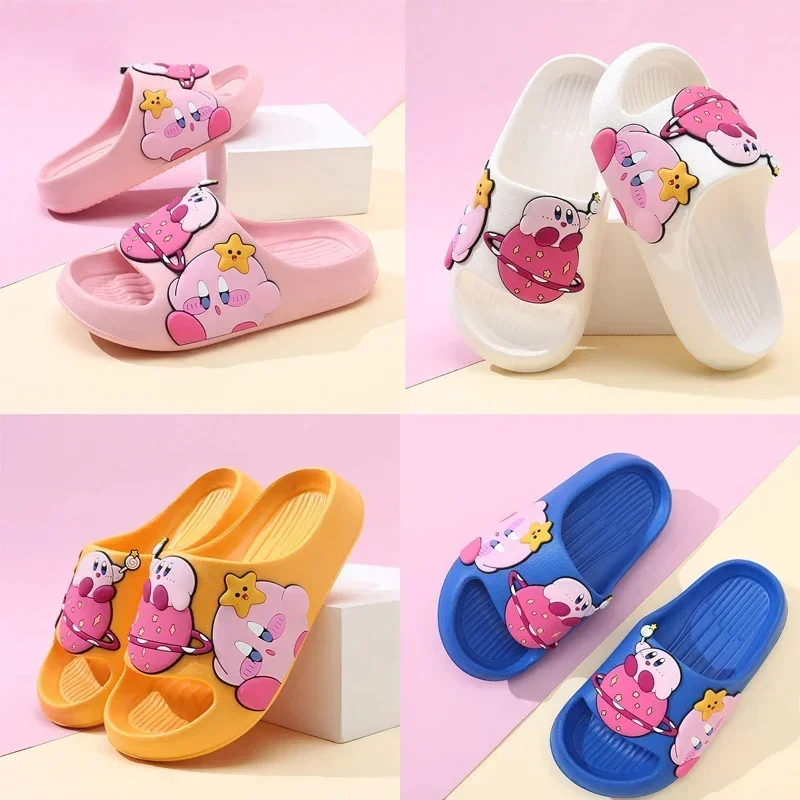 New Kid Star Kirby Anime Cartoon Cute Kids Slippers Outdoor Home Girl Stomping Feeling Girl Beach Anti Slip Baby Girl Boy Gift