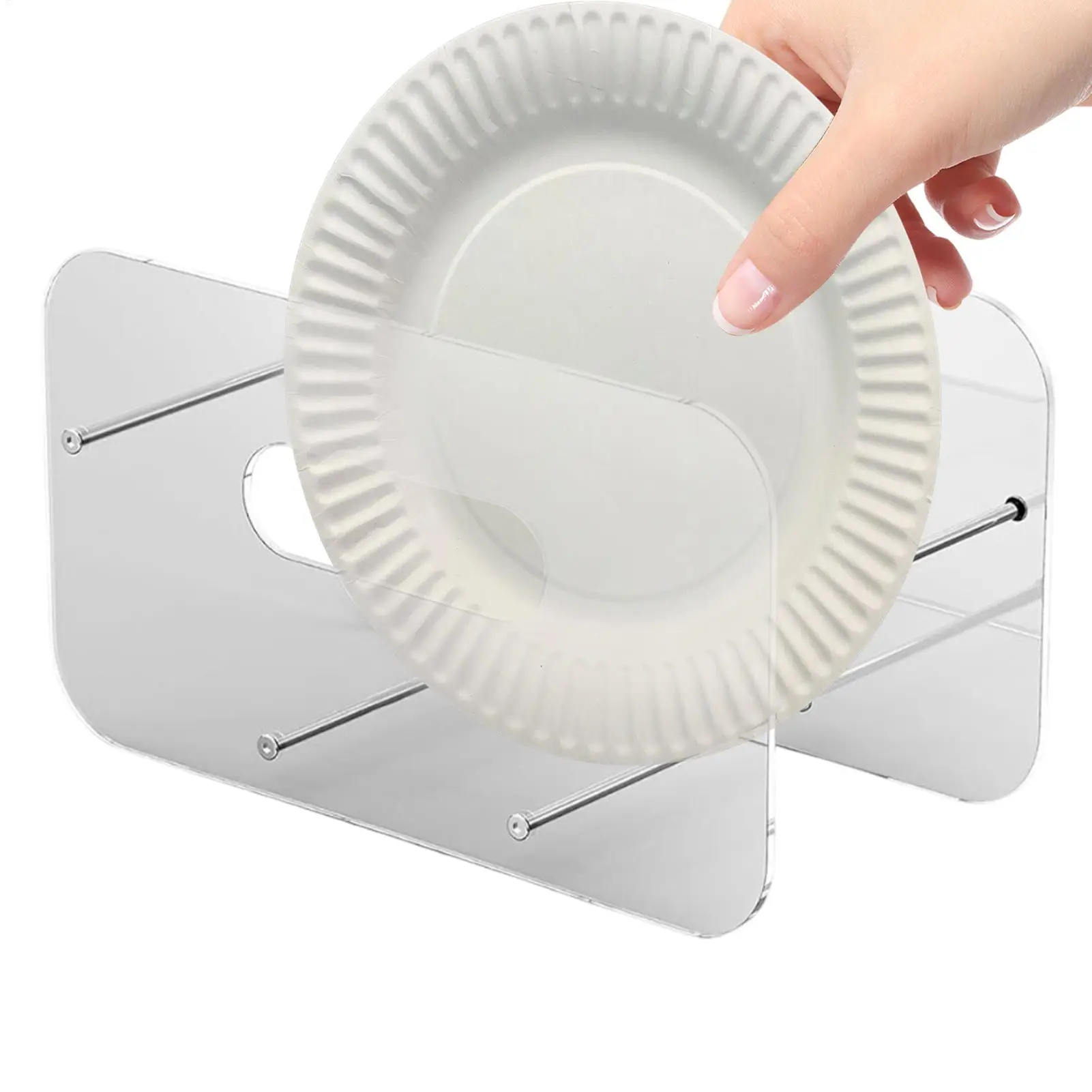 

Диспенсер для бумажных тарелок, акриловый диспенсер для прозрачных бумажных тарелок, компактная посуда, держатель для столовых приборов, держатель для посуды для домашних салфеток 7-12 дюймов