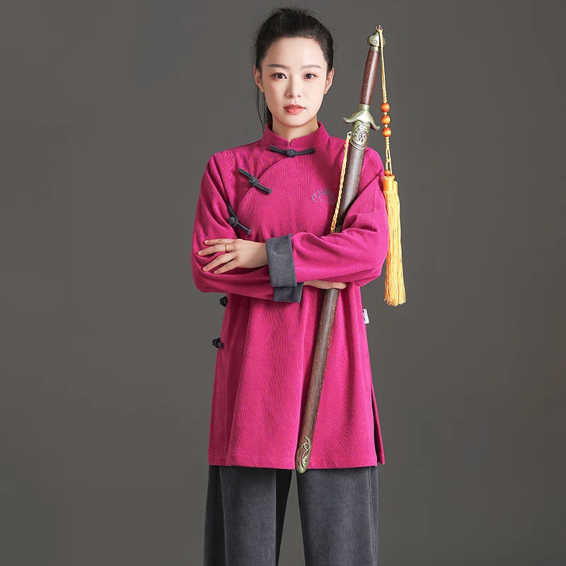 Tai Chi Practice UniformWomen's 2026 New Embroidery Autumn/Winter  - Premium Woolen for Baduanjin and Professional Training