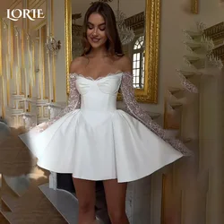 LORIE Lace Short Wedding Dresses A-Line Applique V Corset Backless Bridal Gown Off Shoulder Princess Bride Party Gown Customized