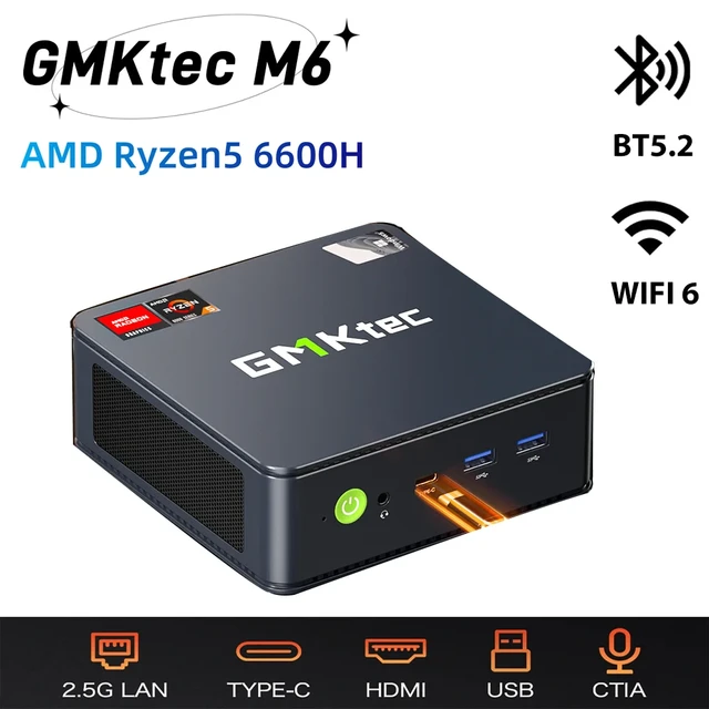 GMKtec M6 ryzen5 mini pc gamer AMD RYZEN5 6600H DDR5 16GB 500GB 32GB 1TB  SSD 5600Mhz NVME Pcie 3.0 diy gaming computer - AliExpress 7