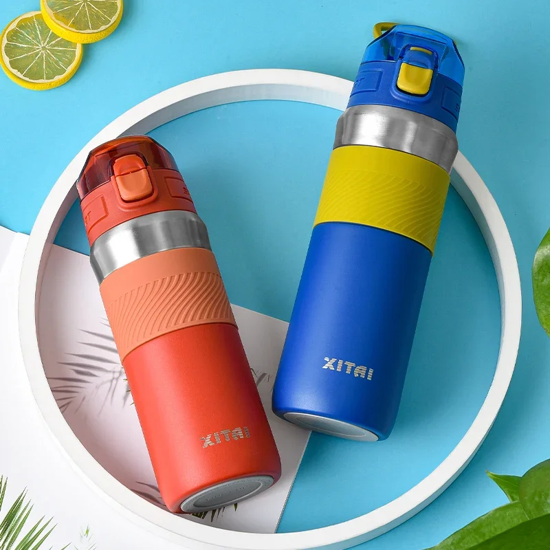 600ml Double Stainless Steel Sport Thermos Mug With Straw Portable Vacuum Flask Travel Thermal Water Bottle Thermocup