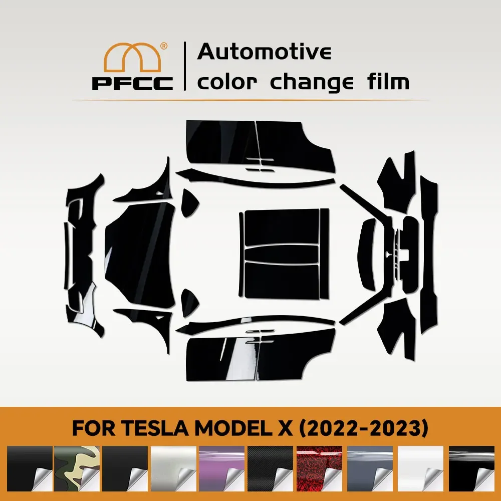 PFCC For Tesla Model X 2018-23 PVC Car Color Changing Film Decal Anti-Scratch Vinyl Film Auto Body Color Change Car Accessories