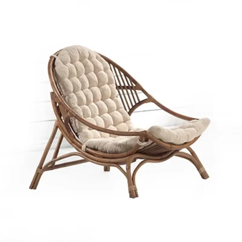 Vintage Rattan Chair Indonesian Natural Rattan Lounge Chair Home Use for Small Balconies Lounge Chair for Small Apartments
