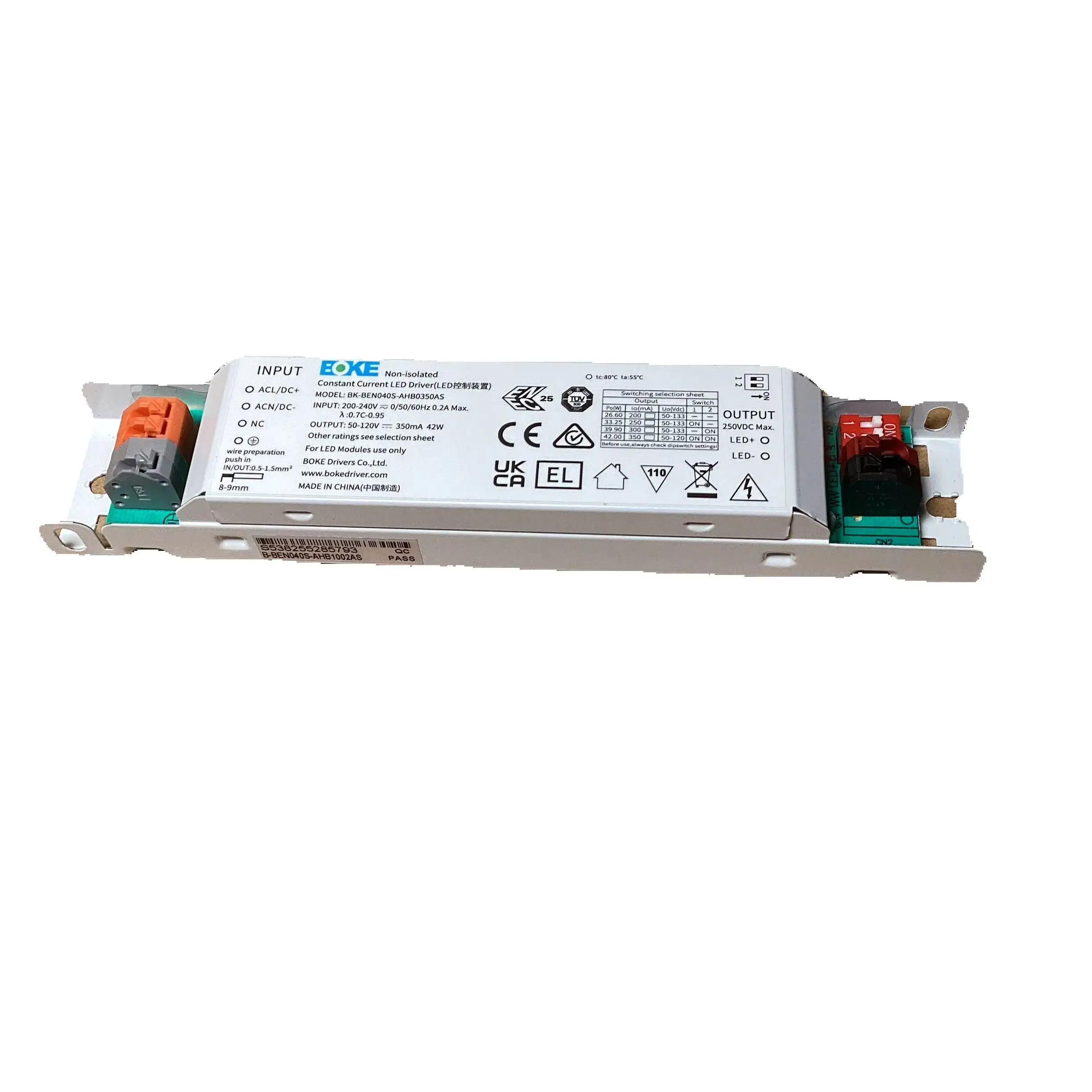 22W 40W 60W 80W Non-isolated Linear Flicker Free LED Driver 200mA-350mA BEN020S BEN040S BEN060S BEN080S
