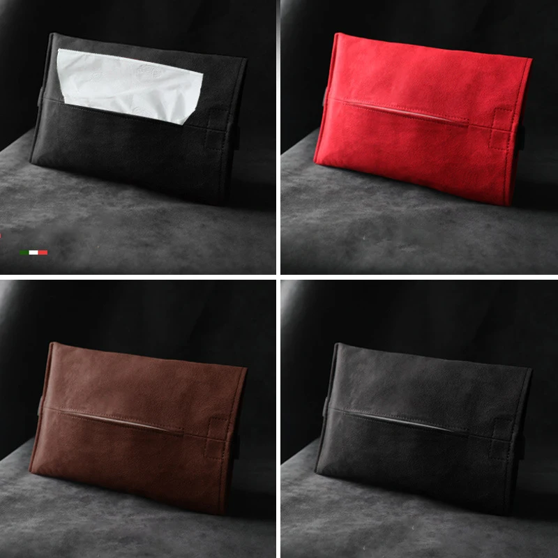 Car Suede Tissue Bag Storage Hidden Behind Screen Napkin Paper Holder Bag Universal Fixed Drawer Box Interior Accessories