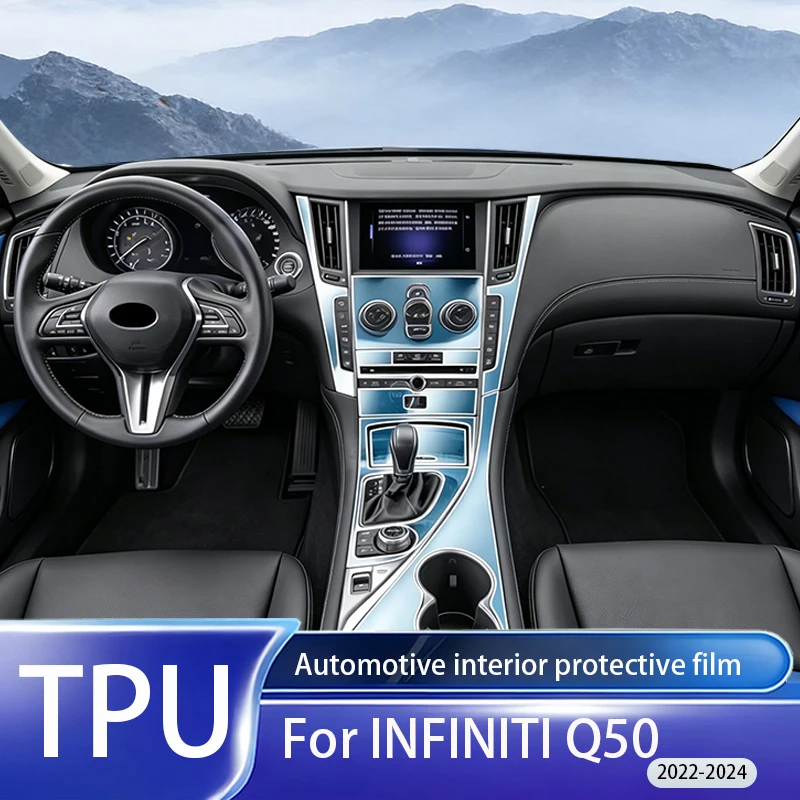 Fit for INFINITI Q50 2022-2024 Clear TPU PPF GPS LCD Navigation Screen Dashboard Center Console Protective Film Kit