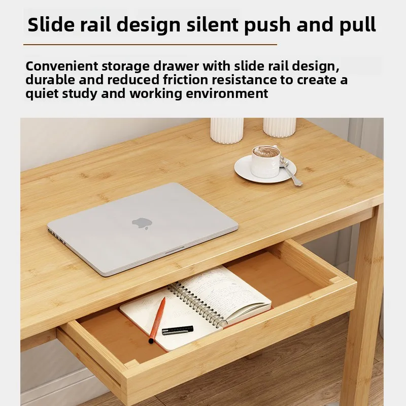 Nordic Scandinavian Low Study Table Multi-Function Bamboo Wooden Desk with Storage Drawer