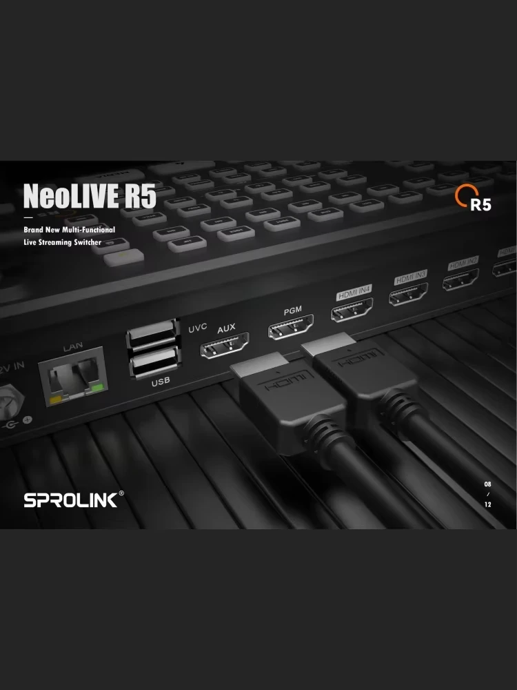 SPROLINK Neolive R5 /R5S 5ch HDMI SDI input Live Streaming Switcher With Transition effects, Recording Collection, PTZ Control