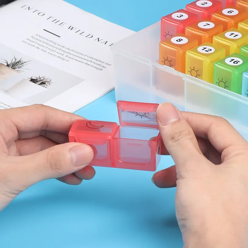 حالات حبوب منع الحمل الشهرية السفر الاستغناء تخزين الحاويات الملونة المخدرات موزع التعبئة الحاويات 32 فتحة صندوق حبوب منع الحمل المنظم 31 يوما