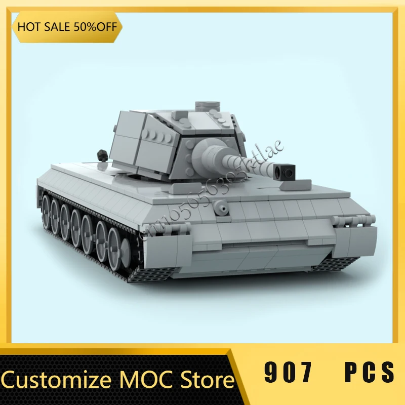 

New Model 907 Pcs Customize MOC Tracked Heavy Tank Building Blocks Technique Creative DIY Assembly Educational Brick Toys Gifts