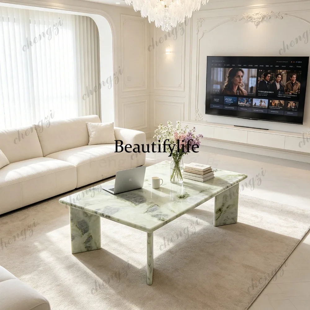 

Italian light luxury high-grade natural marble rectangular coffee table living room designer coffee table