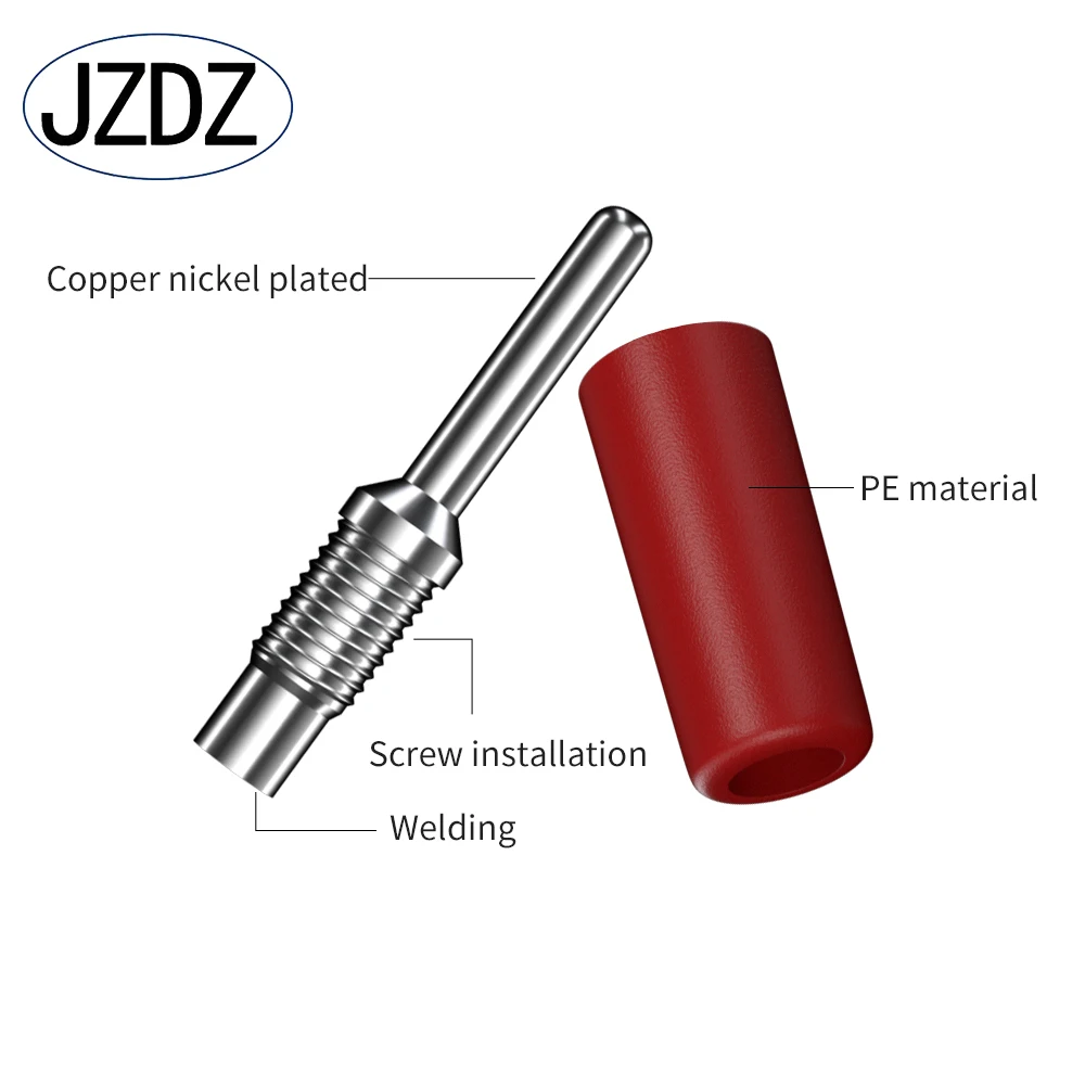 JZDZ 10 Pcs  2mm Banana Plug Welded Type Pure Copper Needle J.10001