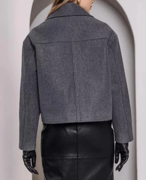 Autumn and Winter New Solid Color Fashion Collar Large Pocket Zipper Short Coat for Women, Slim Fit Commuting Style Short Coat