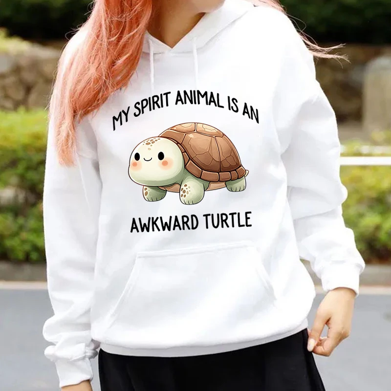 

New Anime My Spirit Animal Is An Awkward Turtle Printed Pullover Fashion Women Men Hoodies Long Sleeve Casual Hooded Sweatshirt