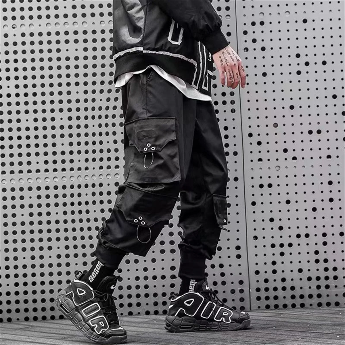 Pantalon de Jogging classique avec plusieurs poches élastiques pour hommes, tenue de rue Hip-hop décontractée, ample et confortable