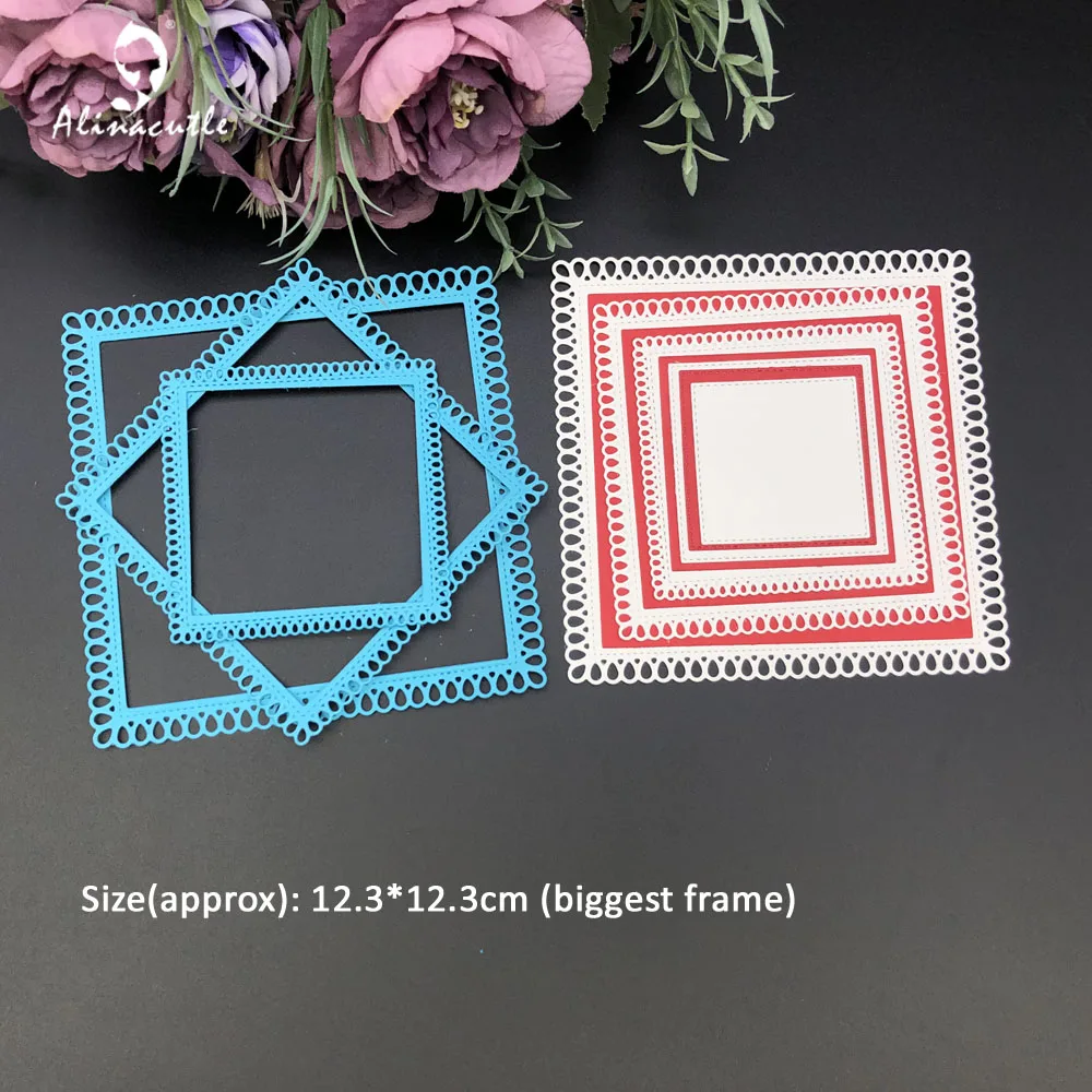 Alinacutle Metal Cutting Dies Cut Tear Drop Square Nesting Frame Etched Dies Scrapbook Paper Craft Album Handmade Die Cutting