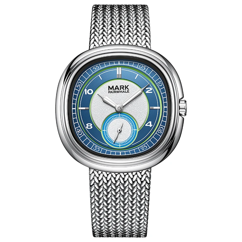 MARK FAIRWHALE FW-5085 Quartz Watches Creative Oval Square Dial Stainless Steel Strap Thin Case Business Casual Male Wristwatch