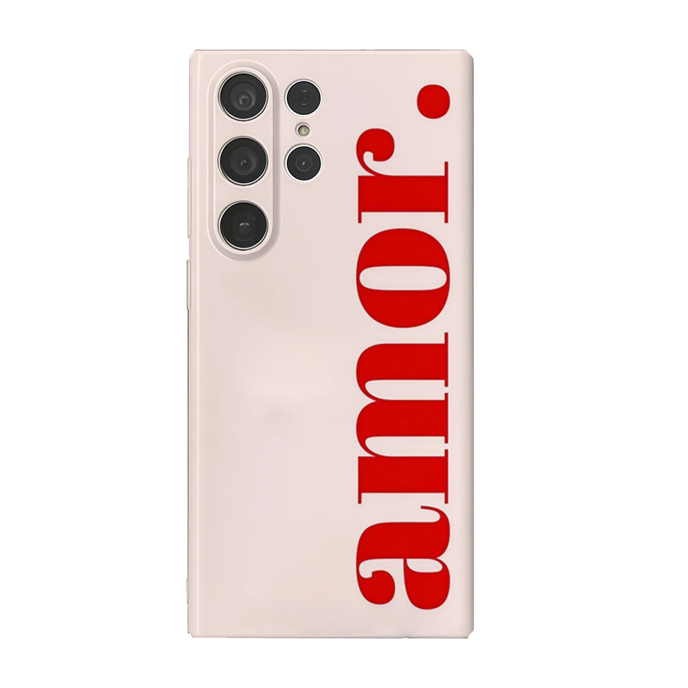 Pink Amore Handyhülle für Samsung Galaxy S25/S24/S23 Ultra/Plus A35/A55 Glänzende HD Hartschalen-Schutzhülle