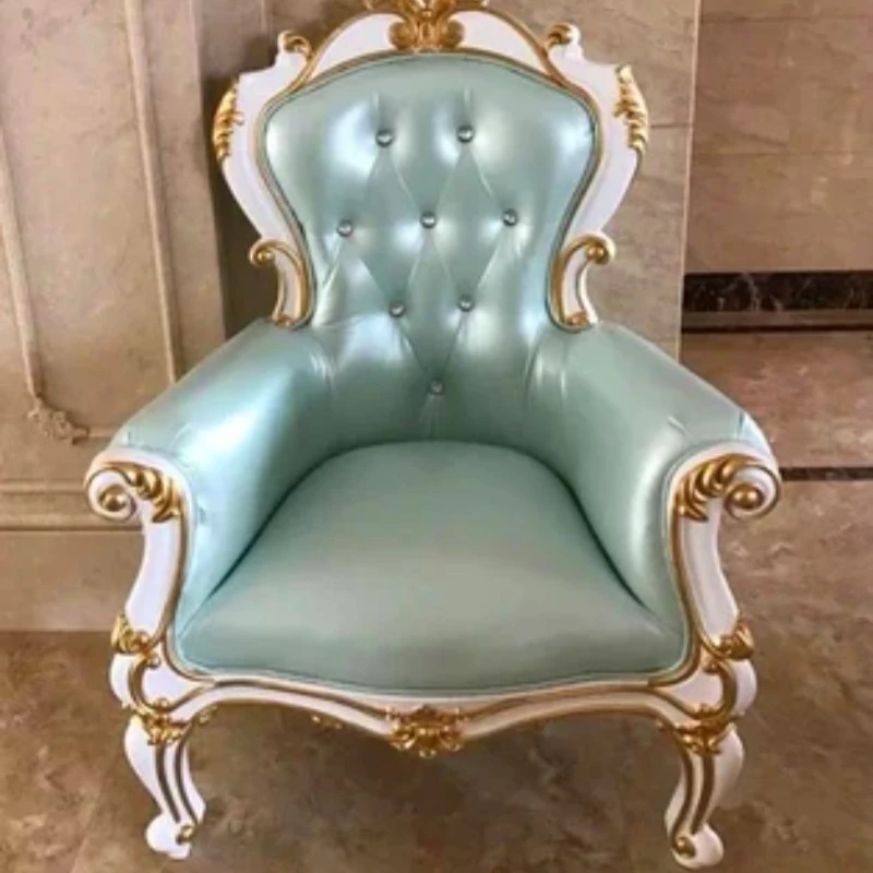 

HT leather fabric neoclassical single sofa reception chair high back chair balcony leisure negotiation chair