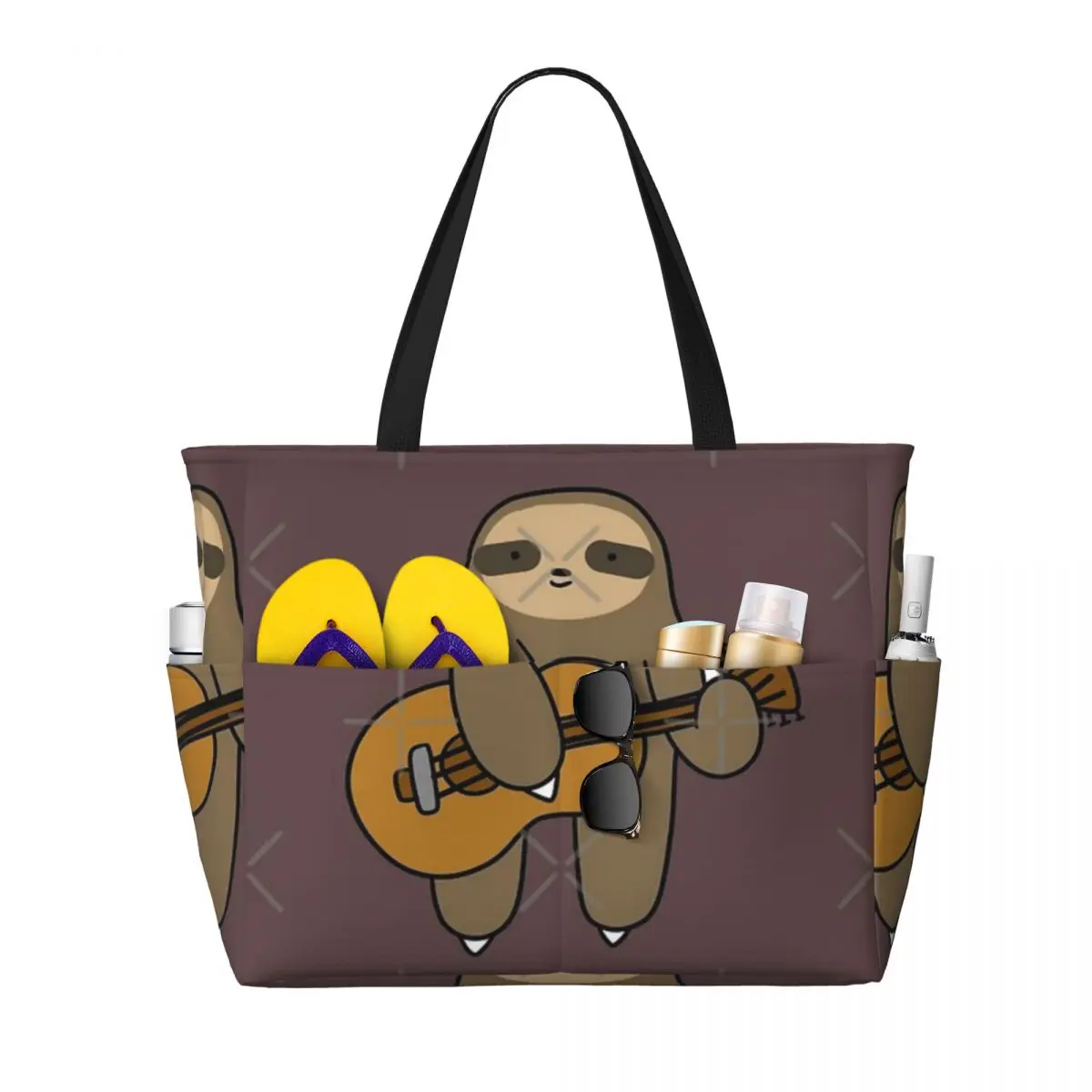 Borsa da viaggio da spiaggia per chitarra bradipo, borsa tote Regali per adulti alla moda Regalo di compleanno Modello multi-stile