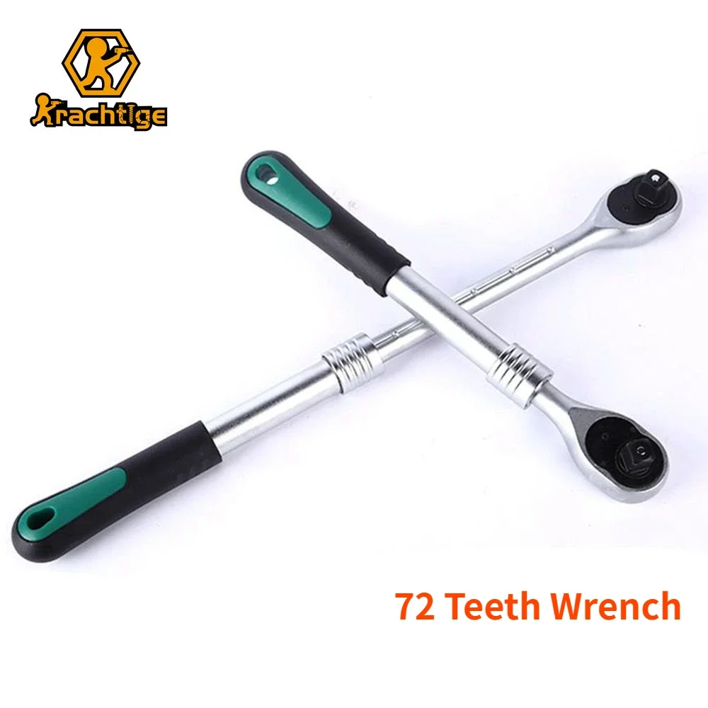 Krachtige Peças 72 Dentes Chave de Catraca Telescópica Grande Cabeça de Liberação Rápida Catraca Chave Manual Ferramenta de Manutenção 295440 mm