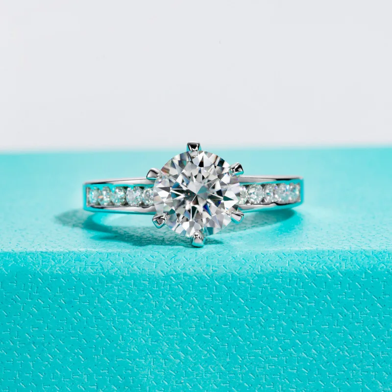 

Luxury Sparkling 6.5mm Moissanite Women's Rings - 925 Sterling Silver Engagement Ring & Ladies Wedding Band Jewelry Gift