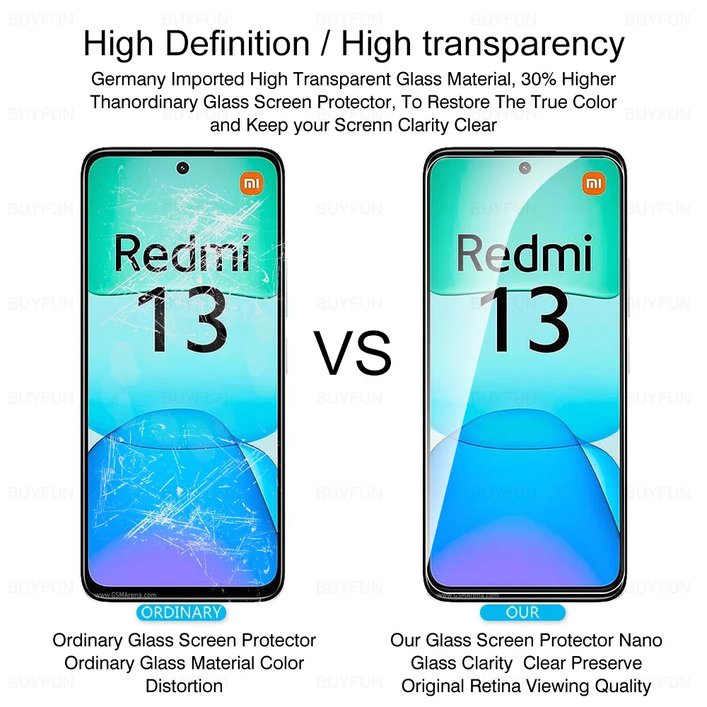 1-4Pcs Full Cover Tempered Glass For Xiaomi Redmi 13 4G Global Redmi13 Redmy 13 Radmi 13 2024 6.79inch Screen Protector HD Films