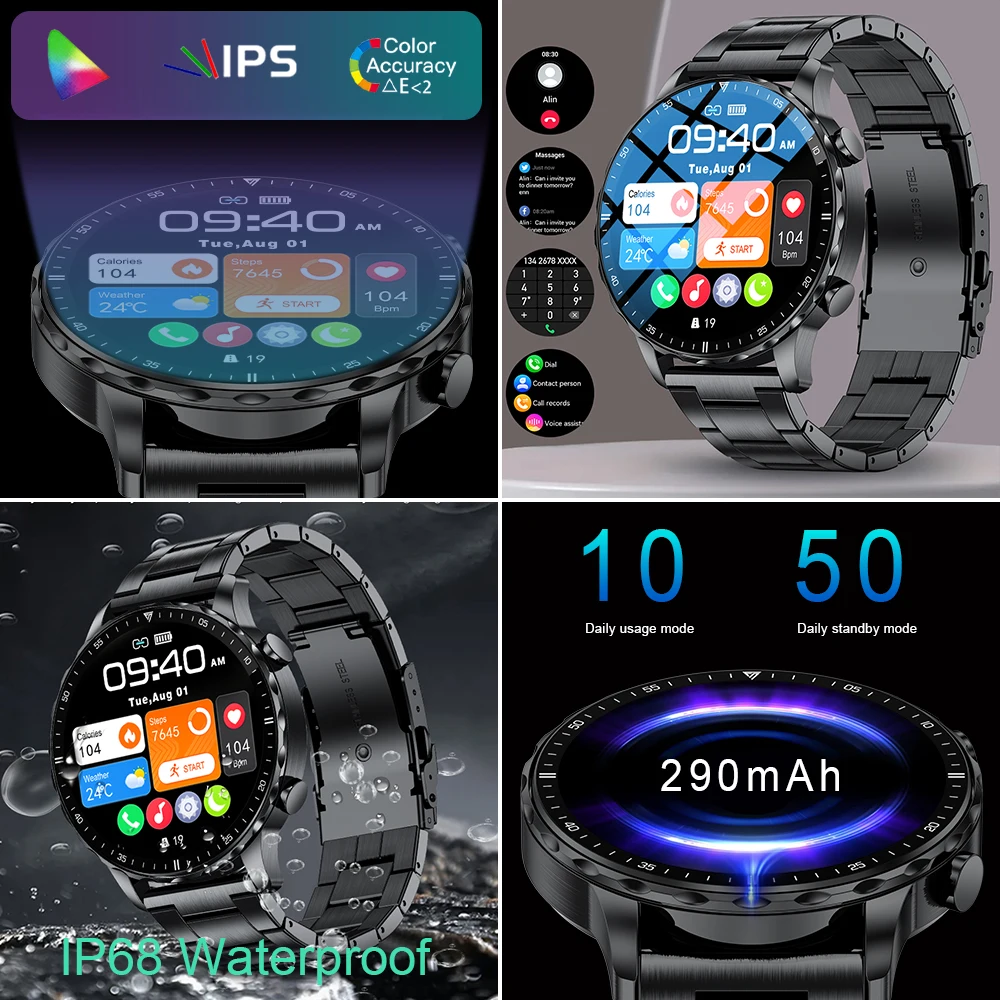 2025 New Outdoor Sports Fitness Health Monitoring Smart Watch Men 1.59” 360*360 HD Screen Bluetooth Call Smartwatch For HUAWEI