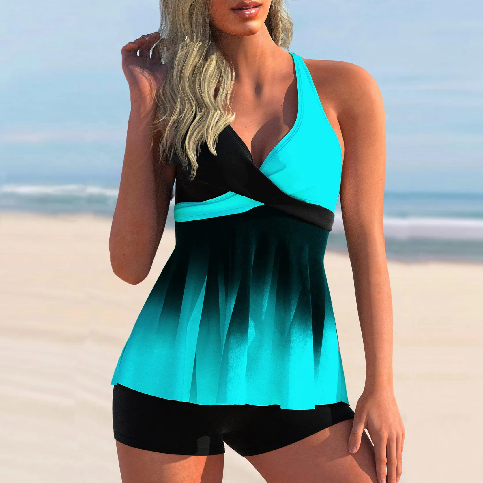 2023 Dames Bedrukte Strandbadkleding Off Shoulder Sexy Bikini Badmode Zomer Tankini Badmode Tweedelig Strandpak