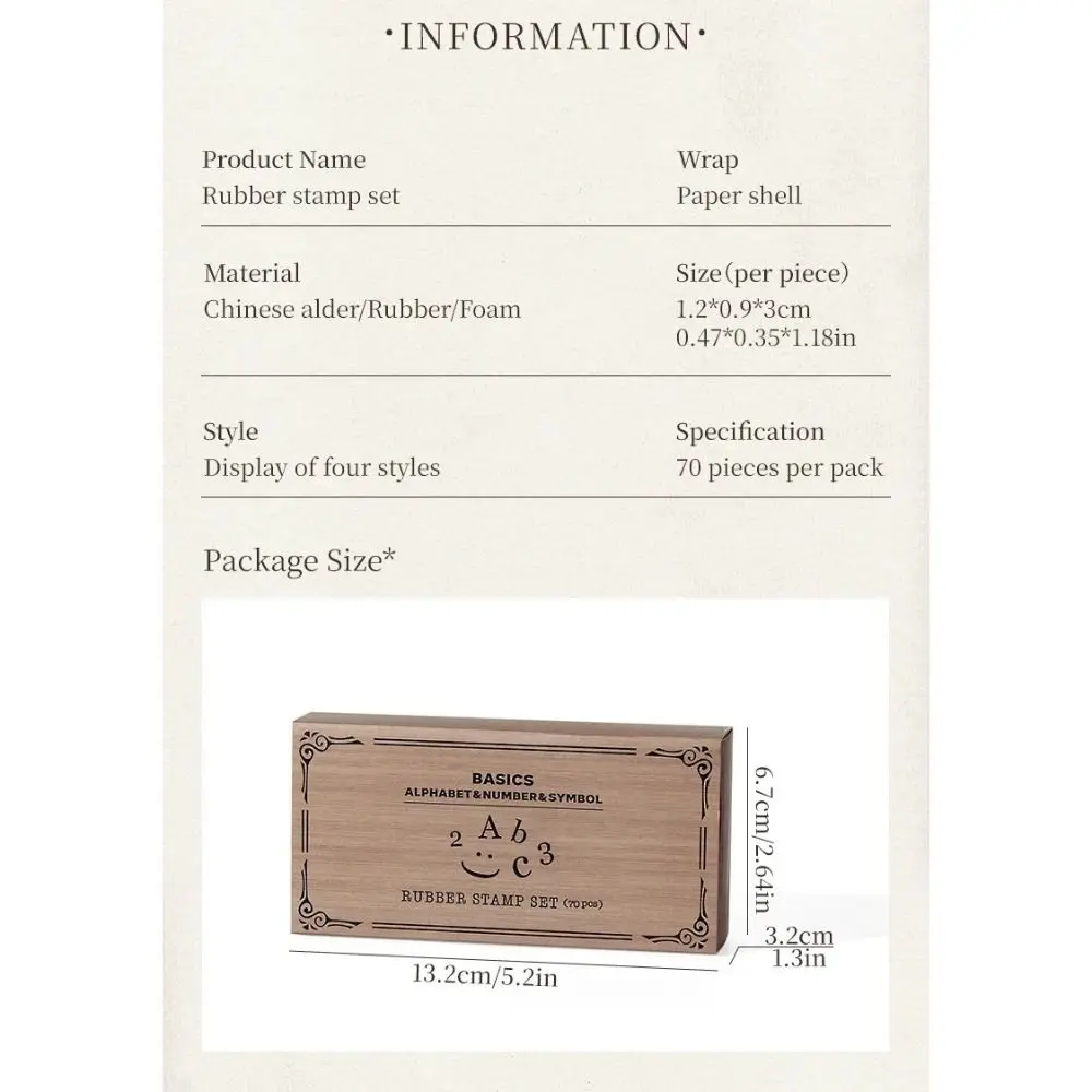 70 Pcs New Wooden Handle Wooden Rubber Stamp Set Standard Size Crafting Number Stamp Set Durable Precise Standard Seal Stamp