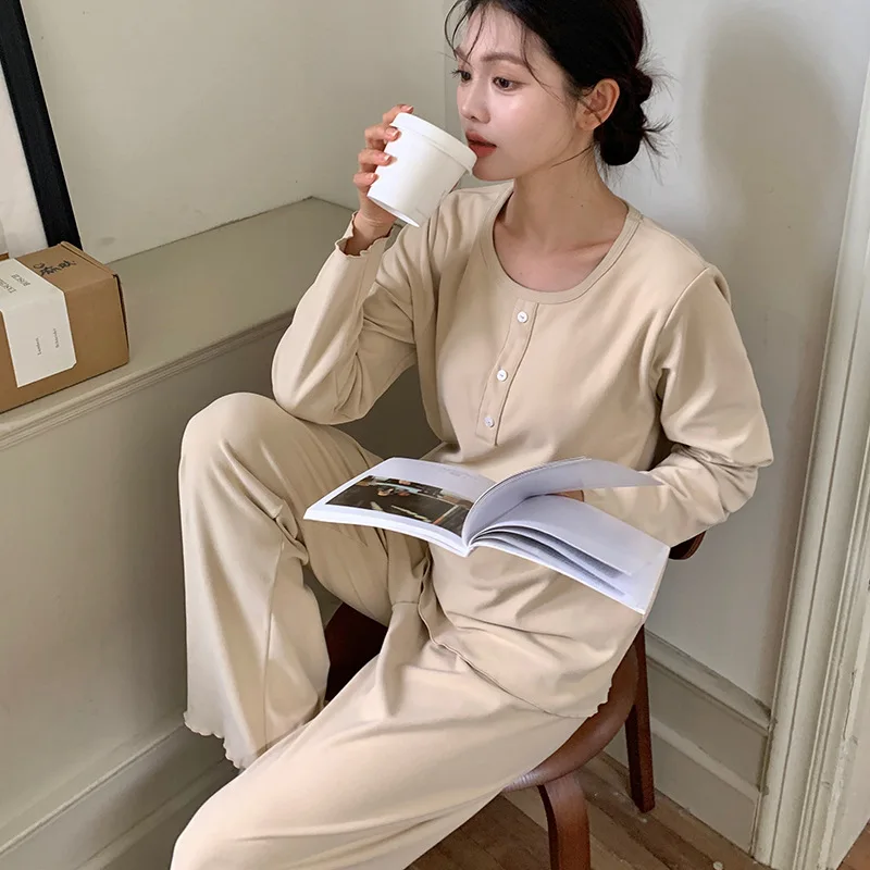 

Korean Hot Velvet Pajamas For Women Casual Bottoming Sleepwear Set Thick Winter Fleece Warm Nightwear Set New Lounge Pijamas