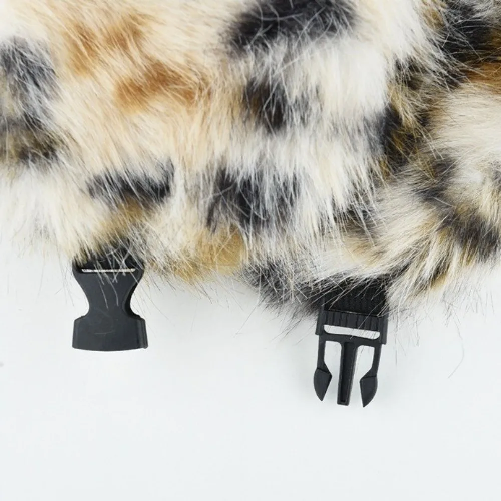 Soft Leopard Print Lei Feng Hat Windproof Thickened Winter Hat Ear Cover Faux Leather Faux Fur Hat Winter Season