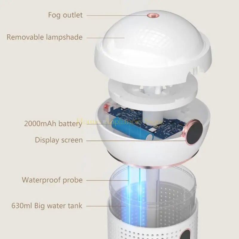 D0AB Portable 630ml Air Humidifier Projection Lamp USB Cool Mist Sprayer for Home