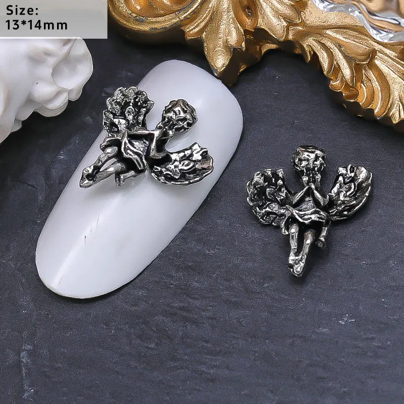 20 stücke Vintage Legierung Kreuz Nail Art Charms 3d Legierung Metall Barock Engel Herz DIY luxuriöse Maniküre Dekorationen