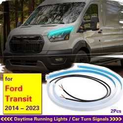 12V Car Daytime Running Light Flexible Waterproof Flow DRL LED Strip Auto Headlights Turn Signal Lamp For Ford Transit 2014-2023
