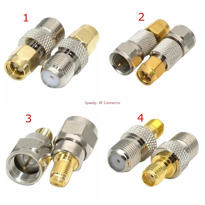 2Pcs/lot SMA To F TV Female Male Straight Connector RPSMA To F Quick Plug Adapter Coax Connector Brass Gold Plated High Quality