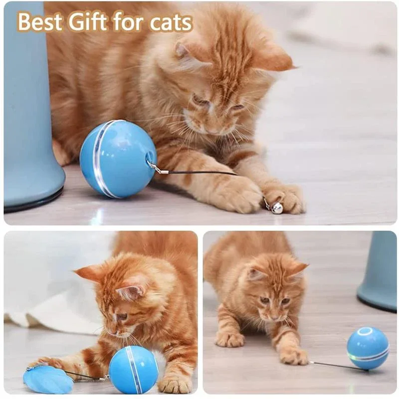 

Smart Cat Color LED Feather Bell Toy Ball, Auto Ball Toy, Rotation USB Charging, Pet Accessories