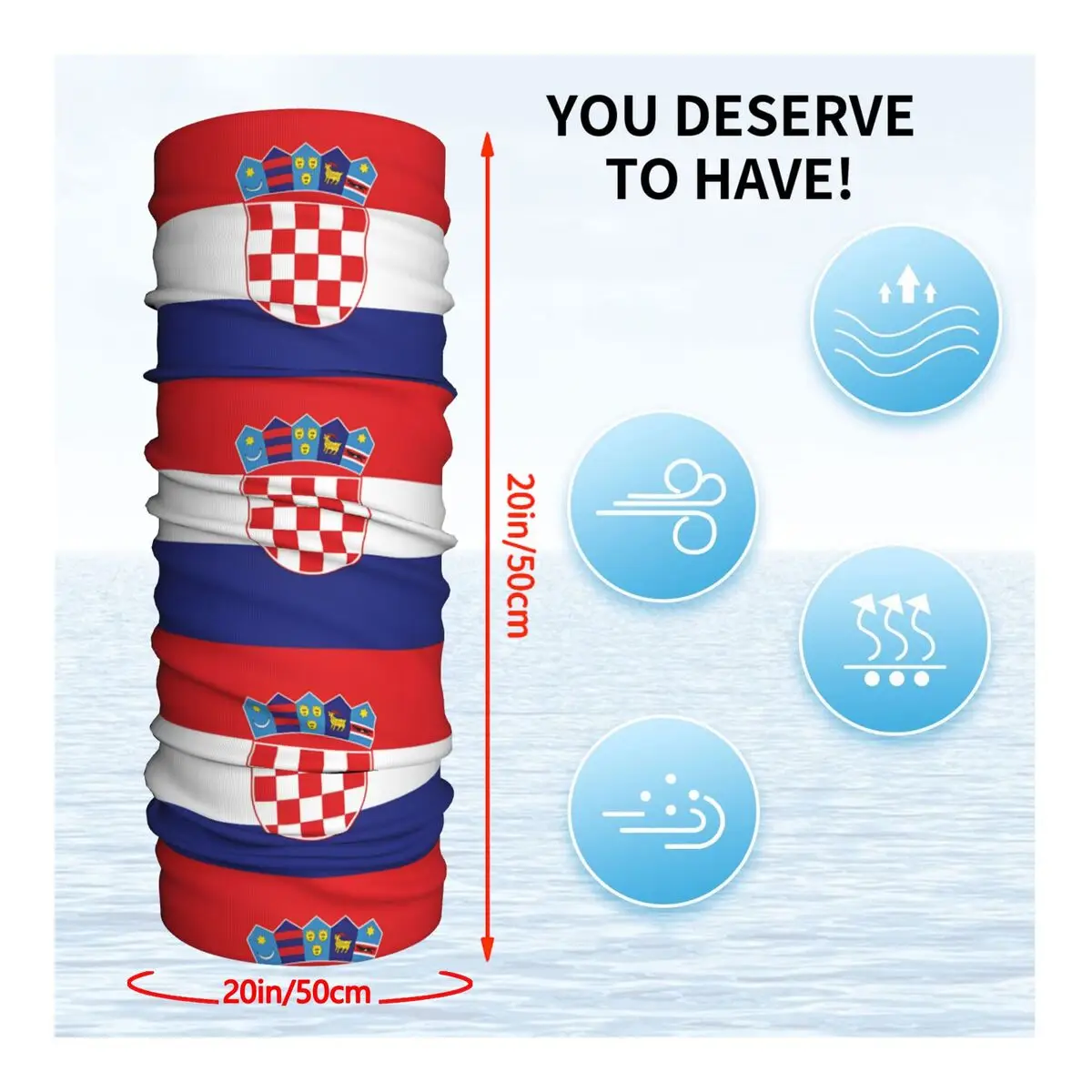 Flag Of Croatia Retro Headband Neck Thin Men Women Hiking Tube Scarf Face