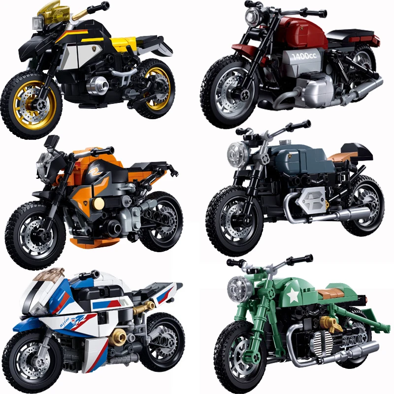 Sluban BMW Series motorcycle Technical building block racing car model vehicle steam assembly motor bricks Kids toys boys gift