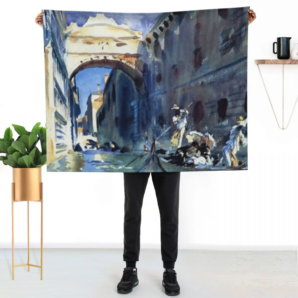 John Singer Sargent - The Bridge of Sighs Venice Throw Blanket Bed linens Bed Thermal Multi-Purpose warm winter Blankets
