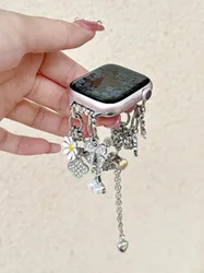 Double Chain Women Bracelet for Apple Watch Band 46mm 42 49 38 41 45 44 40mm Metal Wrist Strap for iWatch Series 10 Ultra 9 8 7