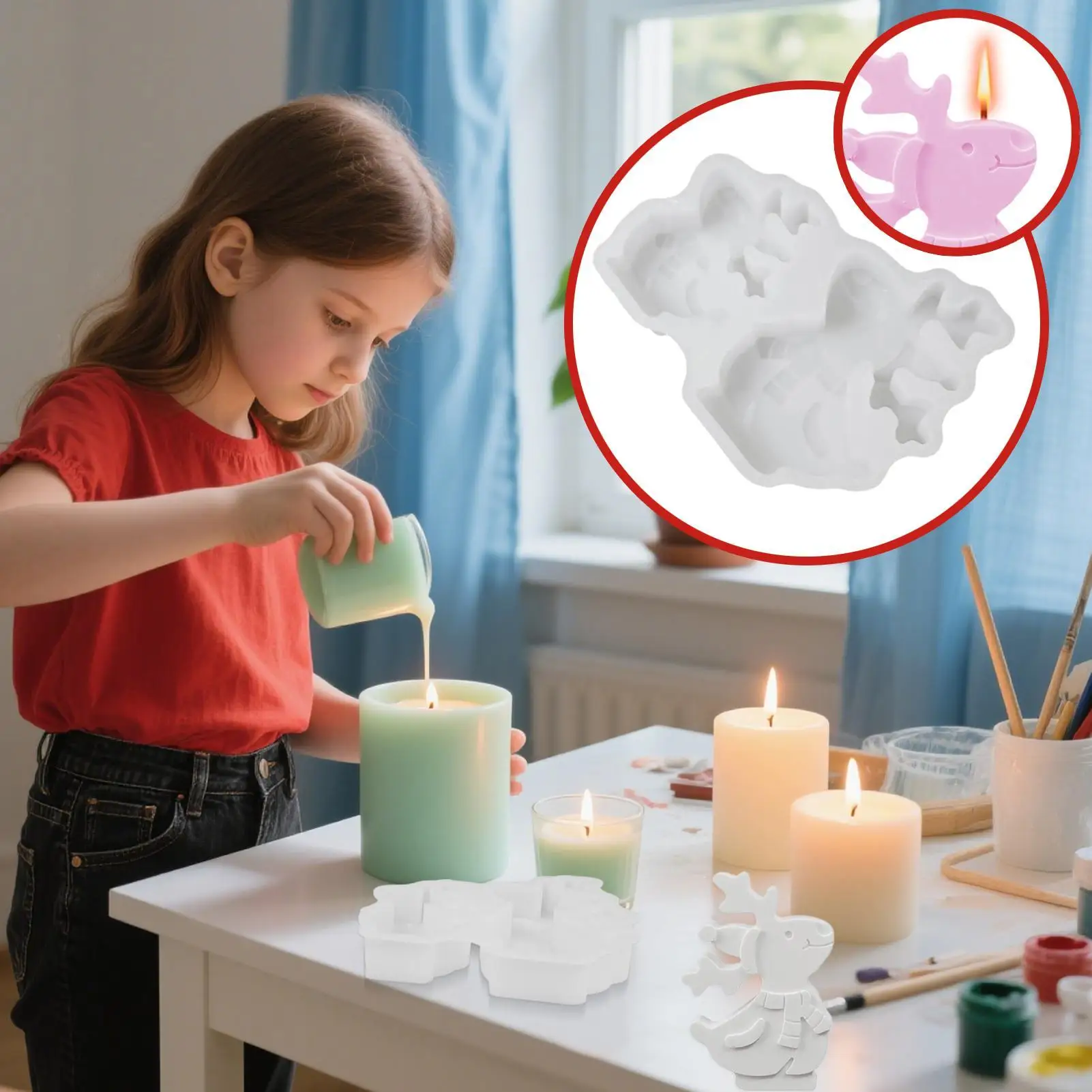 

Christmas Silicone Molds For Resin Elk Silicone Mold Standing Reindeer Design Moulds For Soap Chocolate Baking Home Decorations