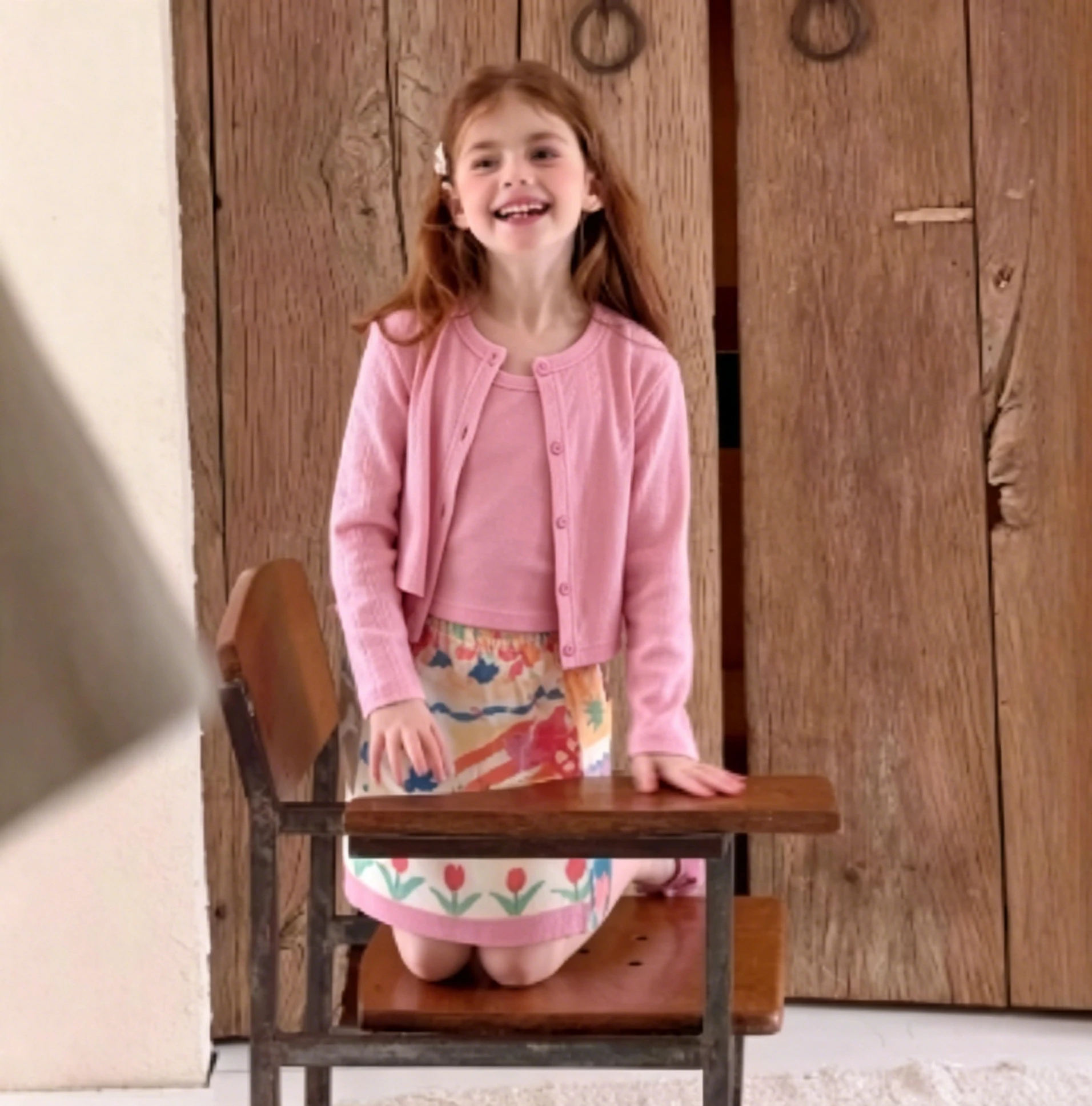 

Girls Pink Cardigan Set 2026 Spring Summer New Girls Solid Suspender Top and Long Sleeve Cardigan Two Piece Set