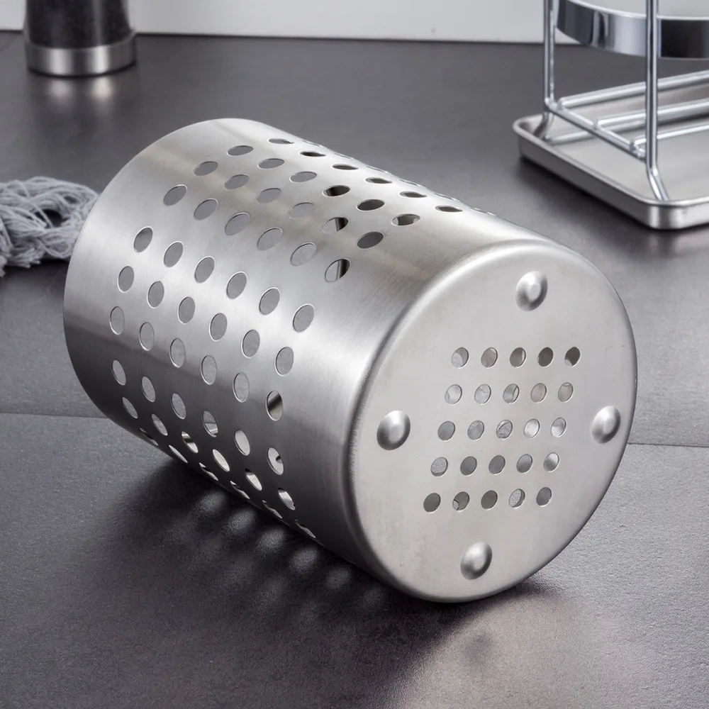 

Well-ventilated Stainless Steel Cutlery Rack Rust-proof Hollow-out Design Cutlery Holder Thickened Drain Utensil Rack Spoon