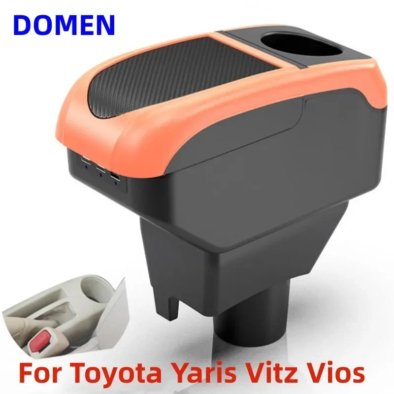 NEW Armrest Box For Toyota Yaris Vitz Vios 2011-2017 Dual layer Large space Central Store with water cup holder ashtray USB