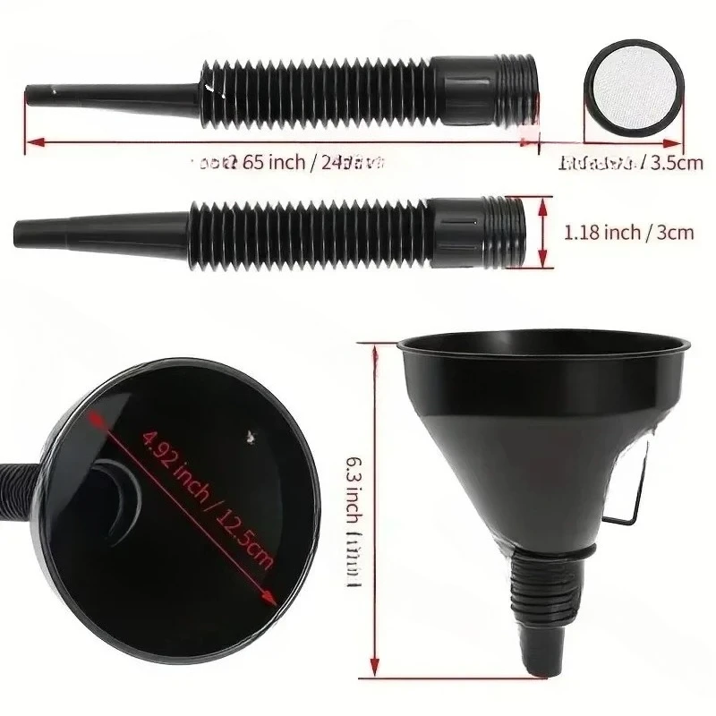 

Multi-Function Spill-Proof Fuel Funnel Flexible Neck for Auto Refueling Oil Change